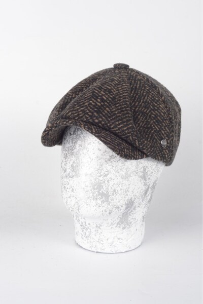 mercantoptan قبعة شتوية 8 قطع صوفية مرقطة موديل Peaky Blinders