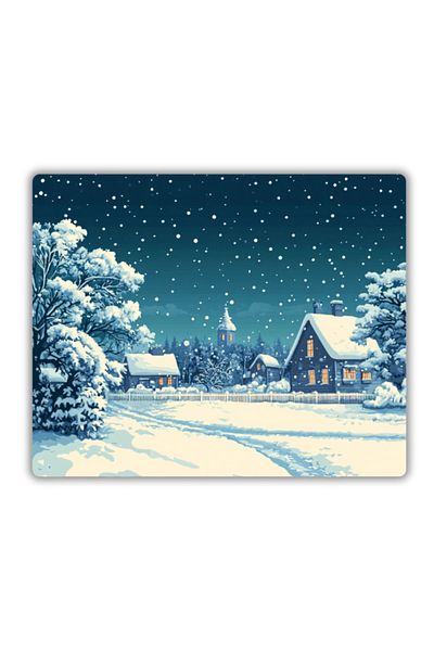lili hediyelik Snowy Houses Printed Mouse Pad 22x18 cm