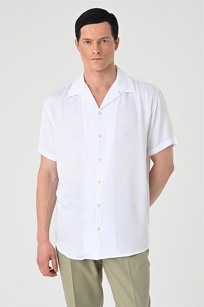 Antioch Ecru Apache Collar Oversize Short Sleeve Men's Shirt