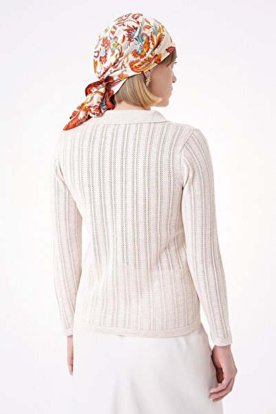 CHUBA Pulover de damă cu gât polo tricotat cu croiala obișnuită, bej 25w3004