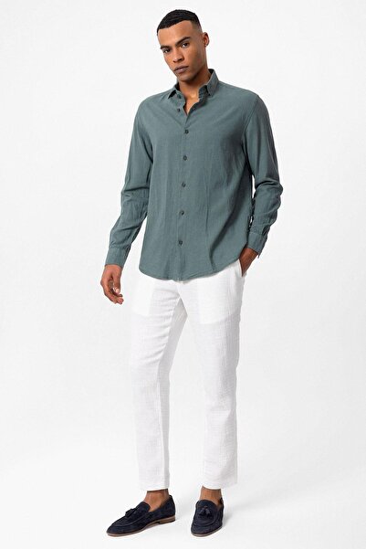 Antioch Men's Shirt - Green Linen Blend