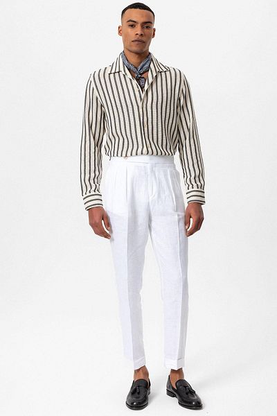 Antioch Black Striped Knitted Long Sleeve Men's Shirt