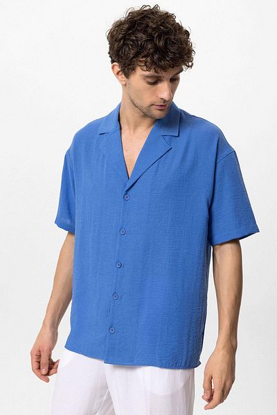 Antioch Saks Apache Collar Oversize Short Sleeve Men's Shirt