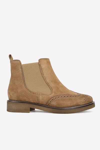 TUNAELLİ Women's Mink Suede - Genuine Natural Leather Chelsea Boot Size 36-41 Short Heels