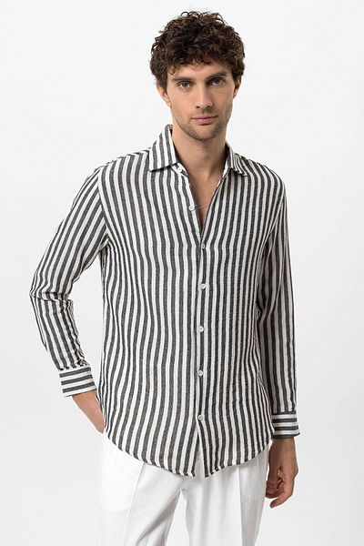 Antioch Black Contrast Striped Men's Shirt