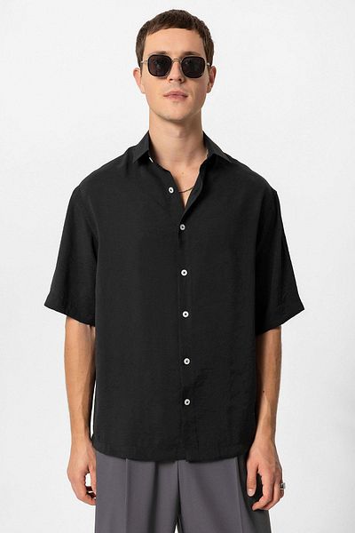Antioch Black Short Sleeve Oversize Men's Shirt