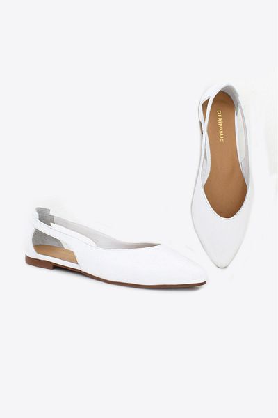 Deripabuc White Genuine Leather Women's Ballerinas - Dp58-5052
