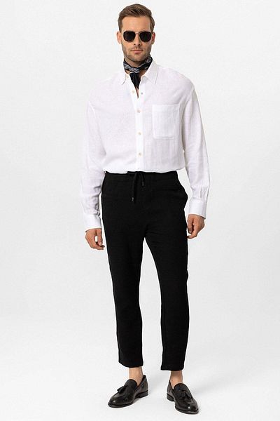 Antioch White Oversize Long Sleeve Men's Shirt