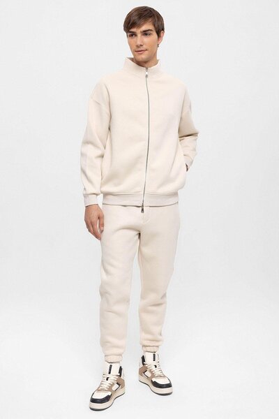 S13 Store Dik Yaka Çift Fermuar Kapama Erkek Sweatshirt