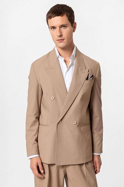 Antioch Light Brown Single Button Double Breasted Men's Blazer Jacket
