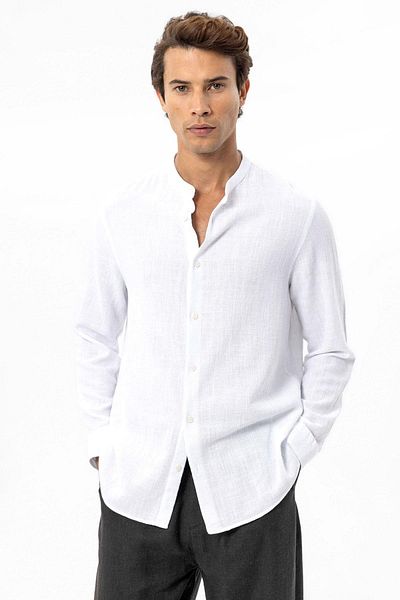 Antioch Men's Shirt - White, Woven, Prevailing Collar