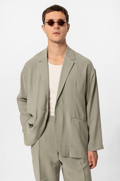 Antioch Khaki Oversize Unlined Men's Blazer Jacket