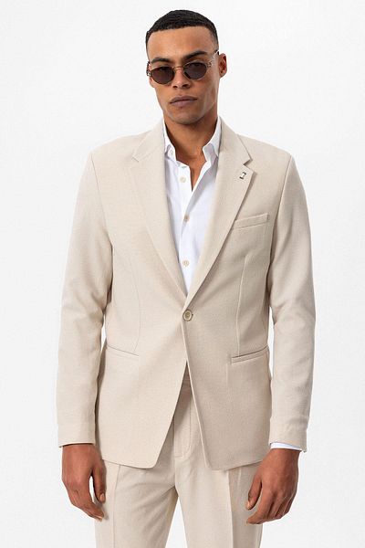 Antioch Beige Unlined Single Button Men's Blazer Jacket