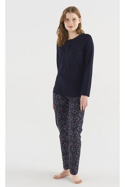 Mod Collection 3784 Γυναικείο Σετ Πιτζάμες Navy Blue Basic