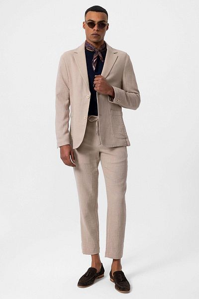 Antioch Men's Blazer Jacket - Beige, Unlined, Bag Pocket