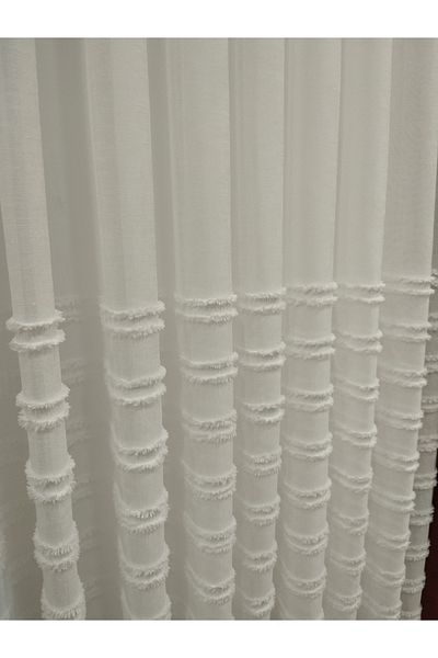 CEMRE Dreamy Tulle Linen Skirt with Tassels 1/3 Tight Pleats Ecru (Freeshipping)