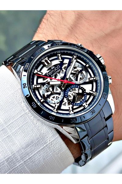 Ferrucci Navy Blue Color Steel Band Men's Wrist Watch 03346