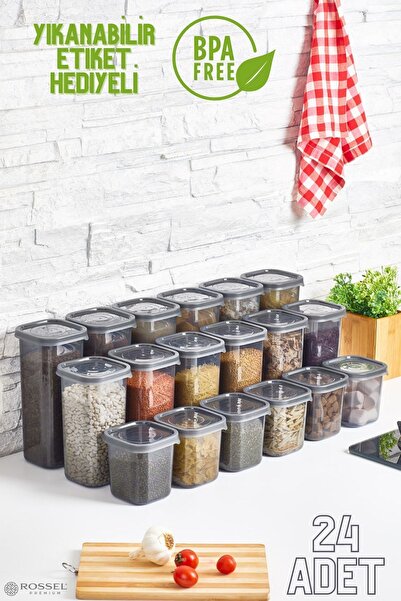 Rossel Premium Luxury Smoked 24-Piece Food Storage Container with Label Gift