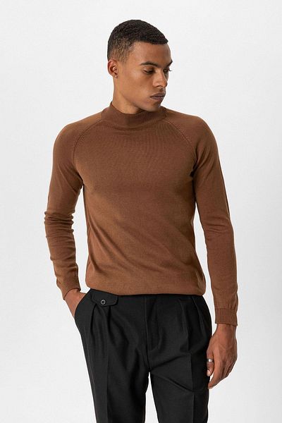Antioch Brown Half-Necked Men's Knitwear