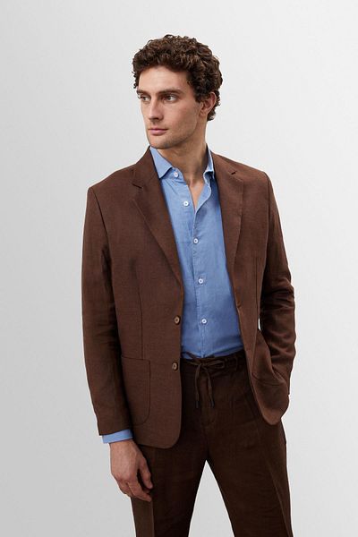 Antioch Brown 100% Linen Men's Blazer Jacket