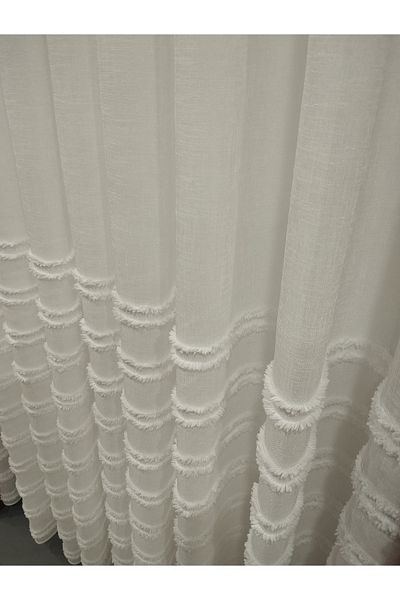 CEMRE Dreamy Tulle Linen Skirt with Tassels 1/3 Tight Pleats Ecru (Freeshipping)