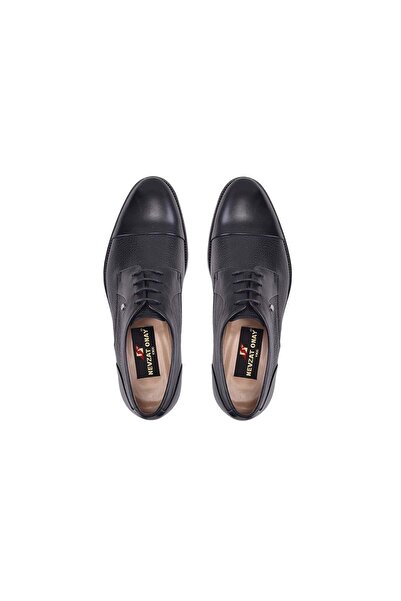 Nevzat Onay Siyah Bağcıklı Kösele Erkek Klasik Ayakkabı