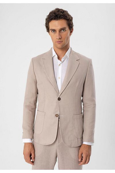 Antioch Beige 100% Linen Men's Blazer Jacket