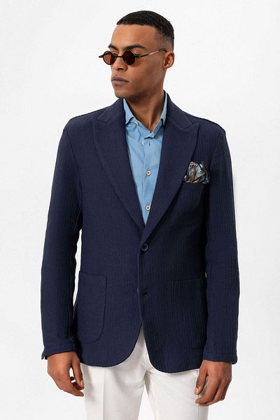 Antioch Men's Blazer Jacket - Navy Blue, Bag Pocket, Unlined