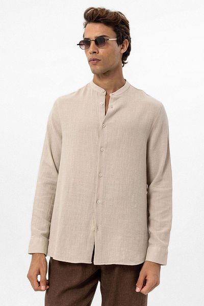 Antioch Beige Men's Shirt - Prevailing Collar, Woven