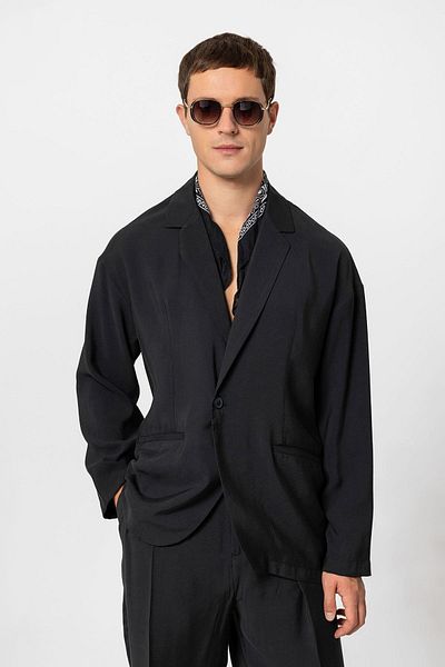 Antioch Black Oversize Unlined Men's Blazer Jacket