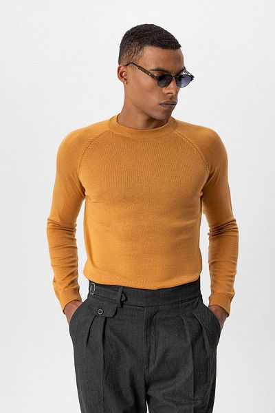 Antioch Crew neck Slim Fit Tobacco Knitwear Sweater