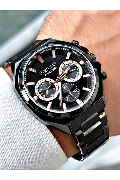 Ferrucci Black Color Steel Band Men's Wrist Watch 03319