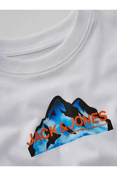 Jack & Jones Λευκό ανδρικό μπλουζάκι με κουκούλα 12262094