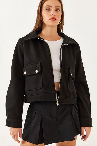 Bianco Lucci Weiche Stempeljacke für Damen mit Reißverschluss 60451004