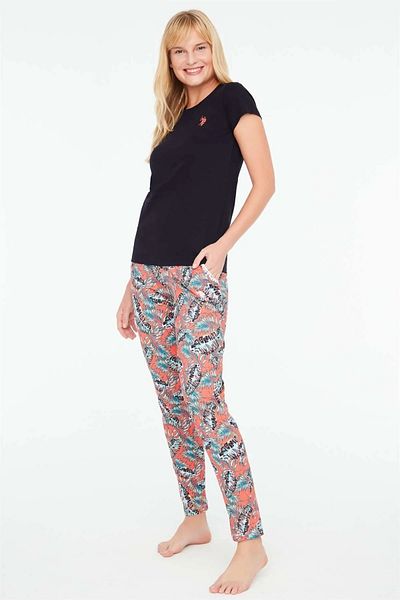 U.S. Polo Assn. 16913 Women's Navy Blue Round Collar Pajama Set