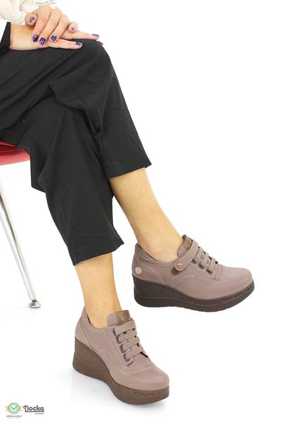 Mammamia Women's Genuine Leather Wedge Heel Daily Velcro Orthopedic Shoes M25/Ka3145