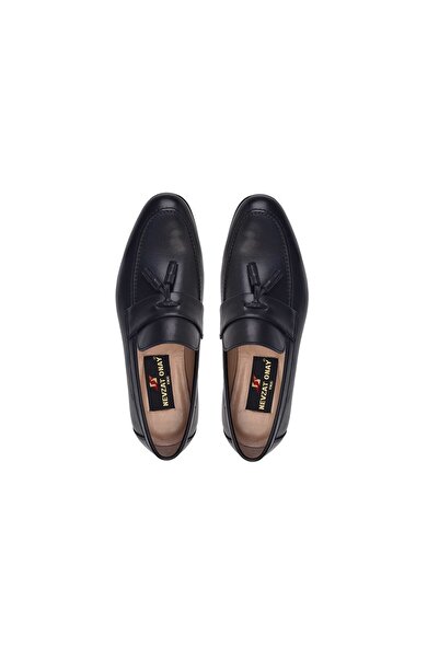 Nevzat Onay Siyah Püsküllü Klasik Kösele Erkek Loafer Ayakkabı