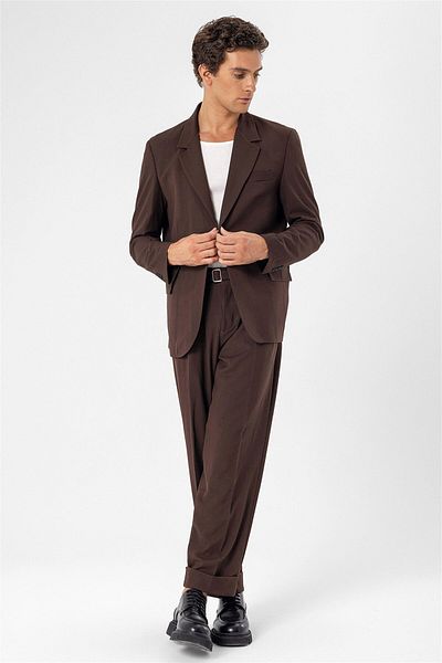 Antioch Brown Single Button Closure Relax Fit Men's Jacket