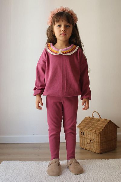 Belya Kids Wear Plum Purple Color Girl's 100% Cotton Camisole Top and Bottom Set