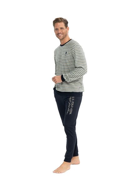 U.S. Polo Assn. ΒΑΣΗ. Polo Assn. Ανδρικές φόρμες με ριγέ στρογγυλή λαιμόκοψη και σετ πιτζάμες - μακρυμάνικο S25839