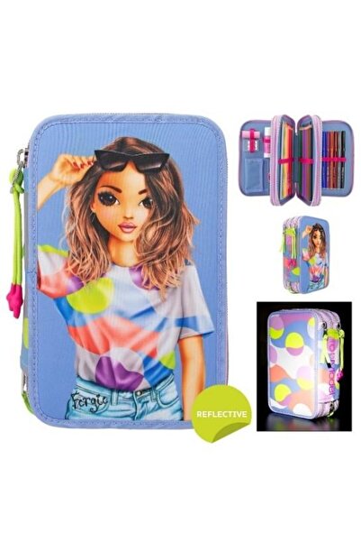 Genel Markalar Topmodel 3 Katlı Reflektörlü Mavi Dolu Kalemkutu