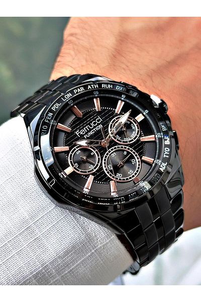 Ferrucci Black Color Steel Band Men's Wrist Watch 03324