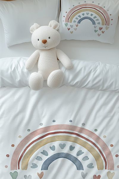 Else Halı Set cuvertură de pilota unică pentru fete cu model Boho curcubeu cu fată de pernă
