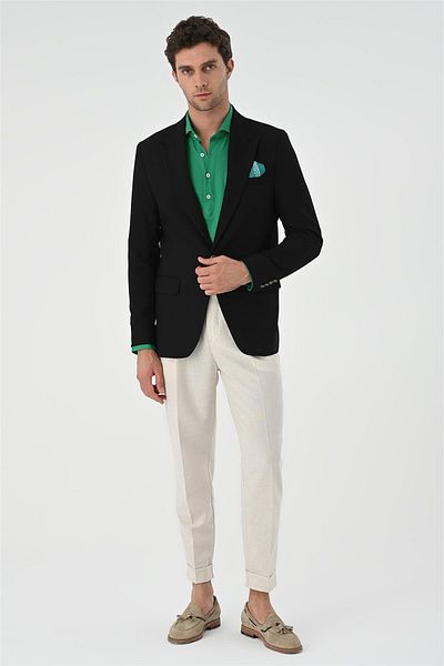 Antioch Black Metal Single Button Men's Blazer Jacket