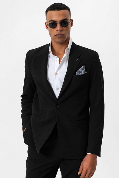 Antioch Black Unlined Single Button Men's Blazer Jacket
