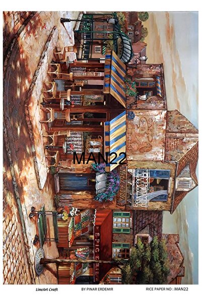 LİNEART Manzara Serisi Pirinc Dekopaj Kagıdı  29X42cm No:MAN22