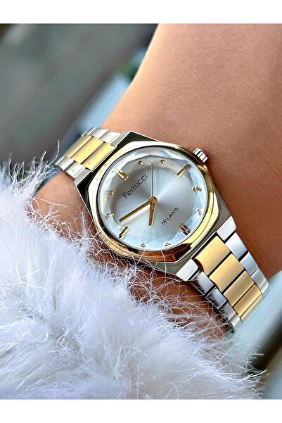 Ferrucci Gold - Silver Color Steel Band Women's Wrist Watch 03378