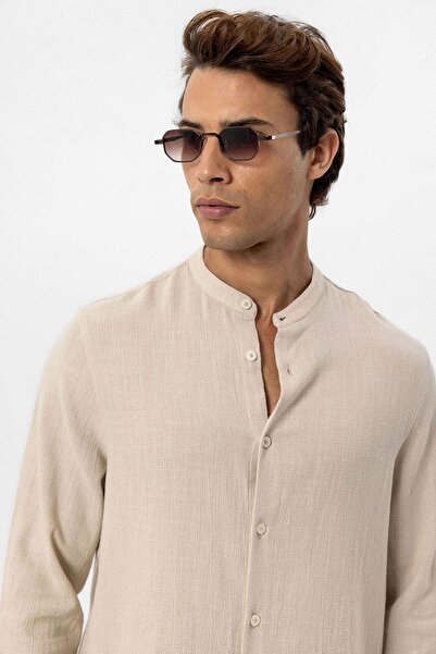 Antioch Beige Men's Shirt - Prevailing Collar, Woven