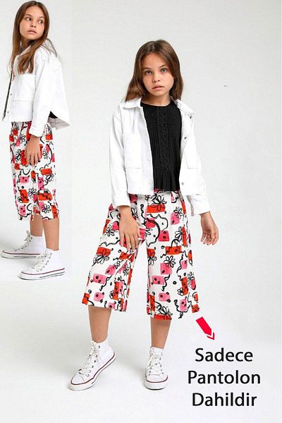 Minigimin Cicileri Pantaloni capris pentru copii cu imprimeu floral de papusi de la mine