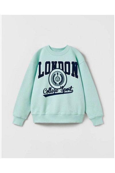 Minigimin Cicileri Детски суитшърт с щампа London Printed Little Ones - Ментов